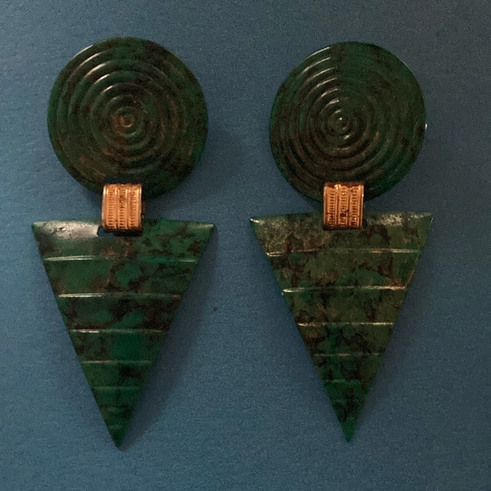 Green Geometric Earrings